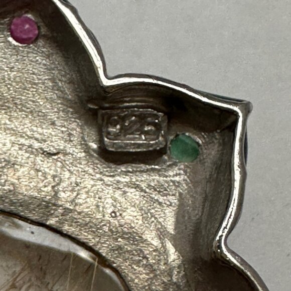 Sterling Silver 925 Pendant with Semiprecious Stones and Enamel Designer piece - Picture 3 of 3